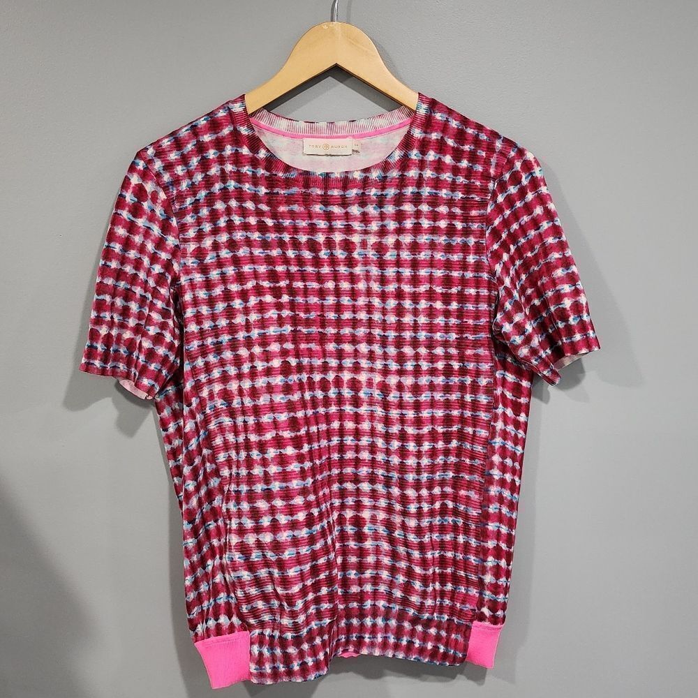 🐢 Tory Burch Sondra Tie-Dye Short Sleeve Knit Top Size S
